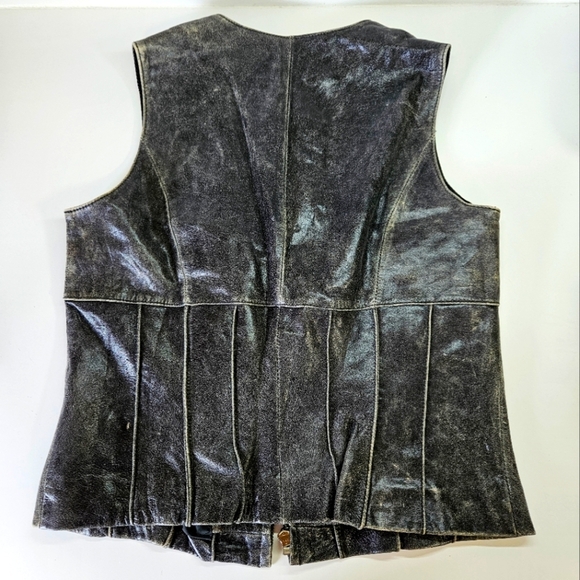 Siena Studio Charcoal Gray Contrast Stitched Genuine Leather Vest Medium - Picture 2 of 6